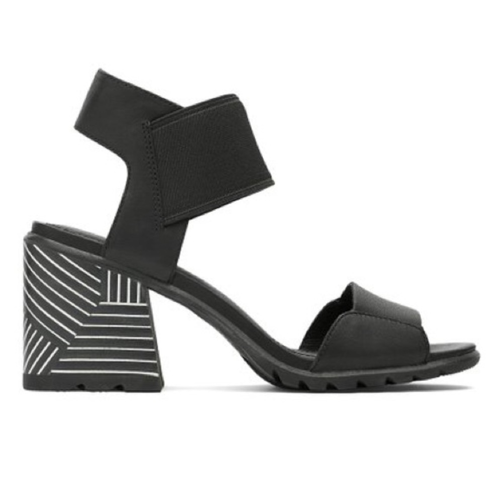 SOREL Nadia leather block heel sandal black 6.5
